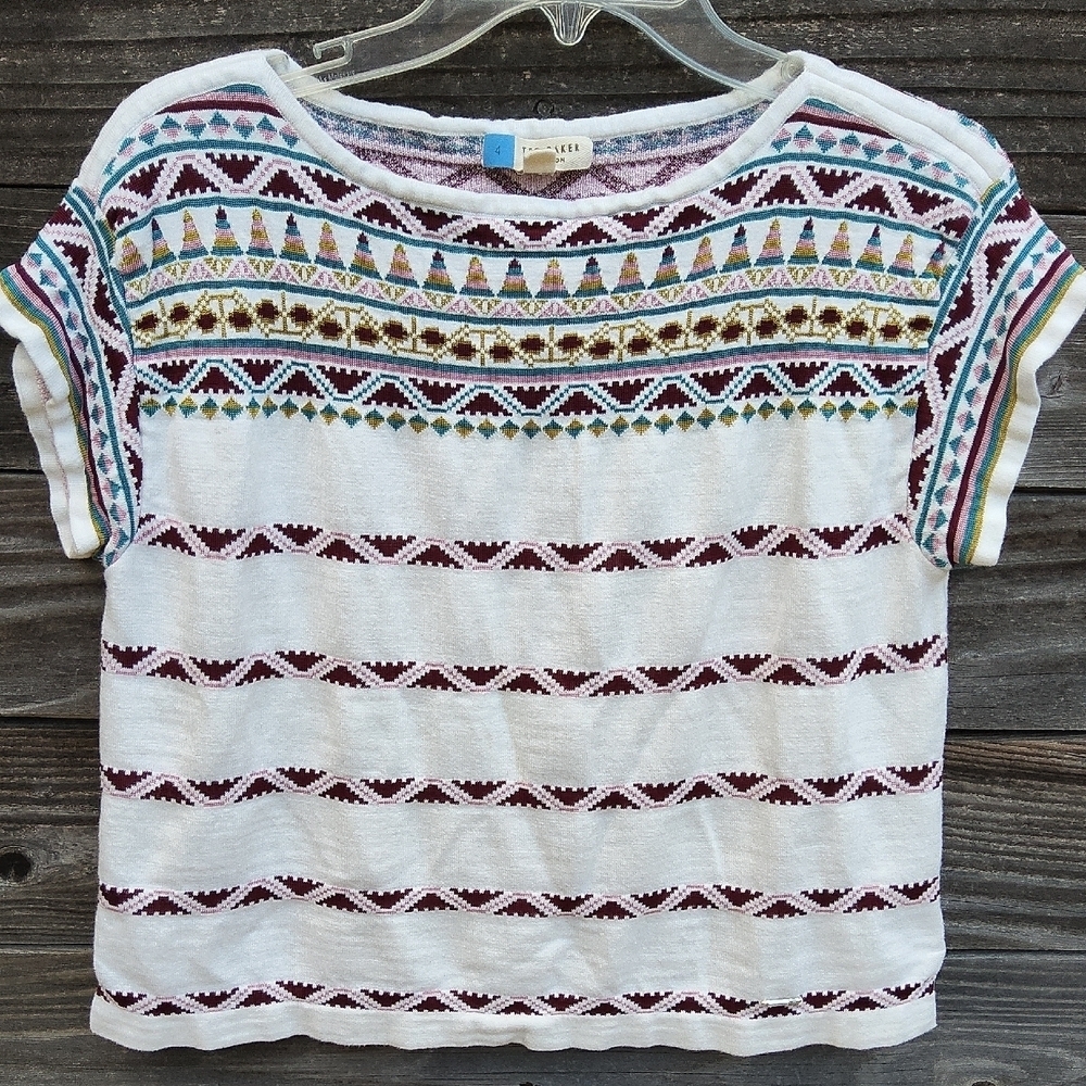 Ted Baker Multicolor Short Sleeve Sweater Size 4